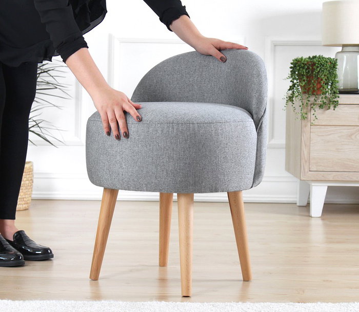 Atelier Del Sofa Puff de Algodón y Lino Gris Atelier Del Sofa Puff de Algodón y Lino Gris